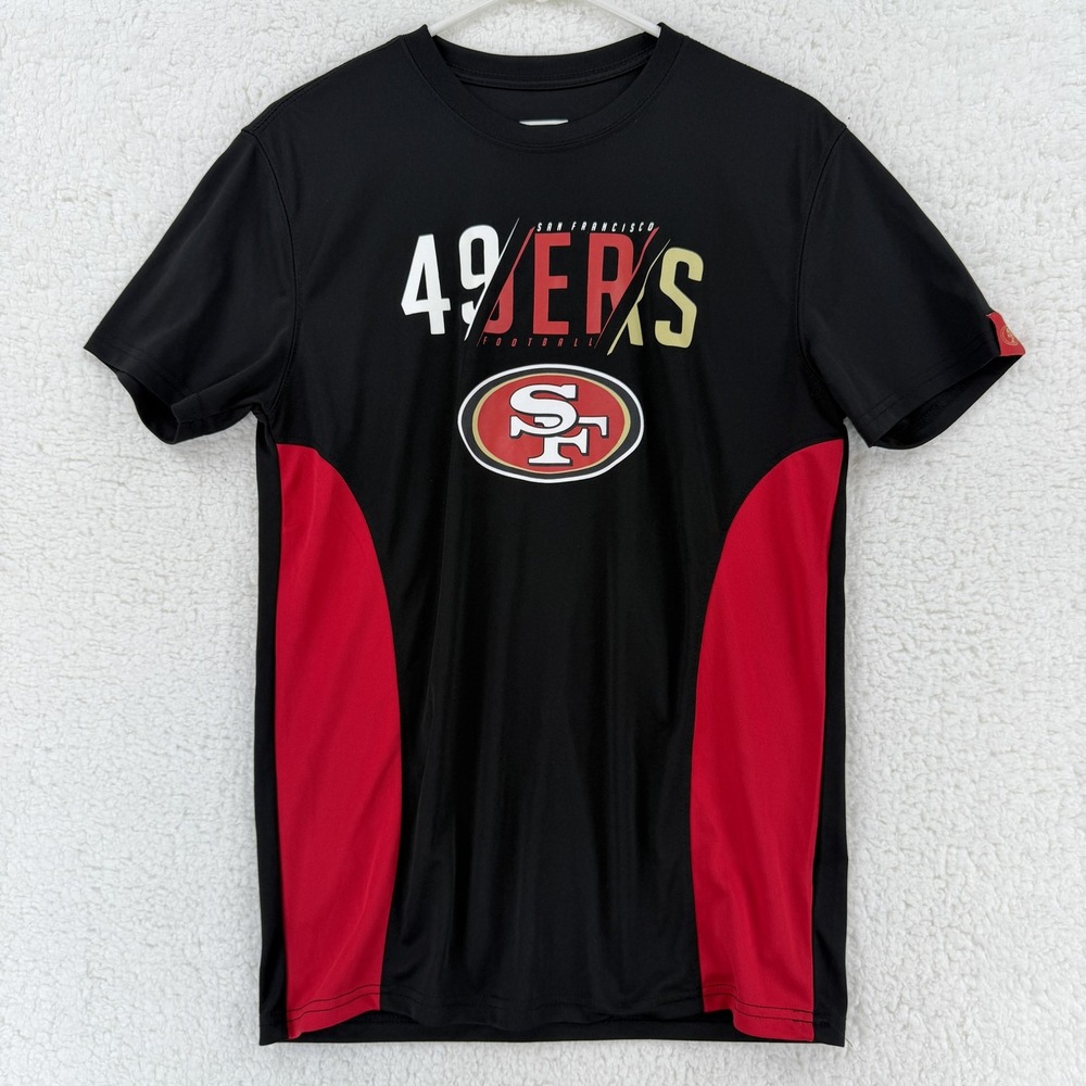 NFL Team Apparel San Francisco 49ers Mens Small Black Red Graphic Shirt RN126673